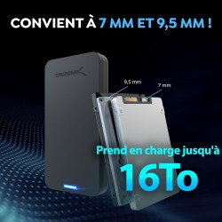 SABRENT Boitier Disque Dur 2.5, Rapide 5Gbps Boitier SSD Externe pour HDD 2,5" Pouces, Adaptateur SSD vers USB 3.0, Lecteur Disq