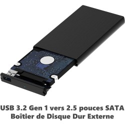 SABRENT Boitier Externe pour Disque Dur SATA 2,5" Pouces, 9,5 ou 7mm Adaptateur SSD/HDD vers USB 3.2, Aluminium Station d'accuei