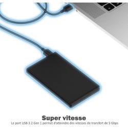 SABRENT Boitier Externe pour Disque Dur SATA 2,5" Pouces, 9,5 ou 7mm Adaptateur SSD/HDD vers USB 3.2, Aluminium Station d'accuei