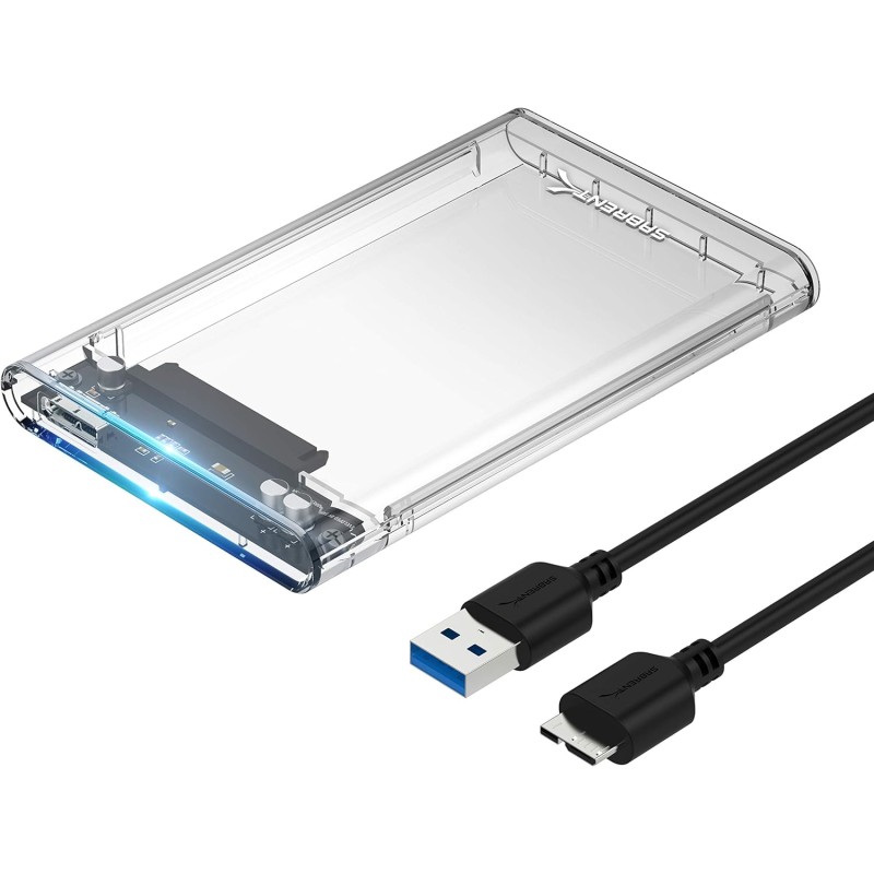 SABRENT Boitier Externe pour Disque Dur SATA 2,5" Pouces, 9,5 ou 7mm Adaptateur SSD/HDD vers USB 3.2, Station d'accueil du Disqu