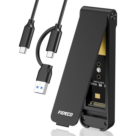 FIDECO Boîtier SSD M.2 NVME USB 3.2 Gen 2 10Gbps - Adaptateur NVMe PCIe M-Key/M+B Key - Design Style Sandwich - Supporte UASP et