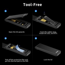FIDECO Boîtier SSD M.2 NVME USB 3.2 Gen 2 10Gbps - Adaptateur NVMe PCIe M-Key/M+B Key - Design Style Sandwich - Supporte UASP et