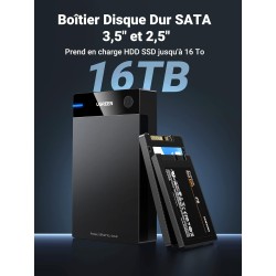 Uvert boîtier disque dur 3,5 pouces externe adaptateur usb 3.0 vers sata disque dur 3,5 2,5 pouces hdd ssd supporte uasp 5gbps, 