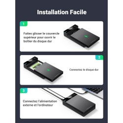 Uvert boîtier disque dur 3,5 pouces externe adaptateur usb 3.0 vers sata disque dur 3,5 2,5 pouces hdd ssd supporte uasp 5gbps, 