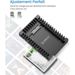 ORICO Cadre de Montage pour Disques Durs 2,5" vers 3,5" Adaptateur de SSD Interne Support de Montage pour 2,5 Pouces 7/9,5/12,5 