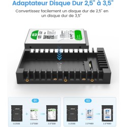 [5 Pièces] ORICO Cadre de Montage pour Disques Durs 2,5" vers 3,5" Adaptateur de SSD Interne Support de Montage pour 2,5 Pouces 