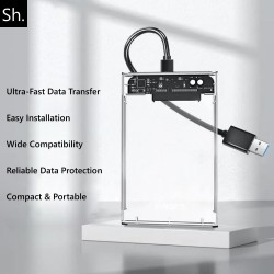 SH. Boitier Disque Dur Externe 2.5” SATA USB 3.0, Boîtier Externe Disque pour SATA SSD et HDD, Vitesse 5Gbps, UASP , pour Ordina