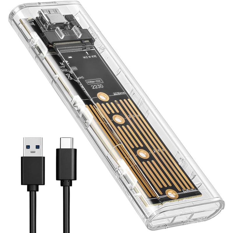 AXFEE Boîtier SSD M.2 nvme Adaptateur m2 Lecteur Disque Dur Externe, Boîtier Adaptateur SSD m2 USB 3.1 USB-C Disque Dur pour M.2