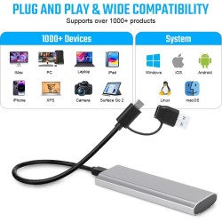 AXFEE Boîtier SSD M.2 NVMe SATA, Adaptateur m2 Lecteur Disque Dur Externe Aluminium, 10 Gbps USB 3.2 Gen 2 Adaptateur Disque Dur