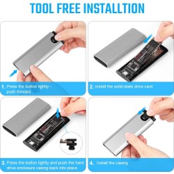 AXFEE Boîtier SSD M.2 NVMe SATA, Adaptateur m2 Lecteur Disque Dur Externe Aluminium, 10 Gbps USB 3.2 Gen 2 Adaptateur Disque Dur