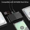 FIDECO IDE et SATA Adaptateur, Adaptateur Disque Dur USB 3.0 IDE SATA pour 2.5"/ 3.5" HDD/SSD, Convertisseur Alimentation DC 12V