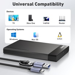 BENFEI Boitier Disque Dur 2.5, USB C/ USB A vers SATA 2,5" sans Outil , pour SDD et HDD, Jusqu'à 6 Gbps, Un câble USB C/A 10 Gbp