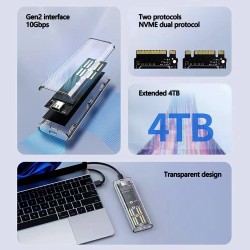Boîtier SSD M.2 nvme Adaptateur m2 Lecteur Disque Dur Externe,boîtier nvme Adaptateur ssd m2 USB 3.1 USB-C Boîtier Disque Dur po