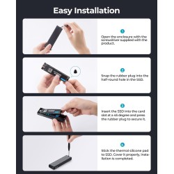 ORICO Boîtier SSD M.2 NVMe 10Gbps USB Adaptateur Externe USB3.2/ USB3.1 Gen2 USB-C Boîtier Disque Dur pour M.2 PCIe NVME M-Key 2