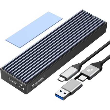 ORICO Boîtier SSD M.2 NVMe SATA, Adaptateur USB3.2 Gen2 10Gbps PCI-E NVMe M-Key, 6Gbps NGFF SATA B+M Key pour M.2 SSD Taille 223