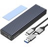 ORICO Boîtier SSD M.2 NVMe SATA, Adaptateur USB3.2 Gen2 10Gbps PCI-E NVMe M-Key, 6Gbps NGFF SATA B+M Key pour M.2 SSD Taille 223