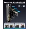 ORICO Boîtier SSD M.2 NVMe SATA, Adaptateur USB3.2 Gen2 10Gbps PCI-E NVMe M-Key, 6Gbps NGFF SATA B+M Key pour M.2 SSD Taille 223