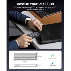 ORICO Boîtier SSD M.2 NVMe SATA, Adaptateur USB3.2 Gen2 10Gbps PCI-E NVMe M-Key, 6Gbps NGFF SATA B+M Key pour M.2 SSD Taille 223