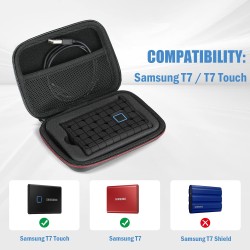 ProCase Étui pour SSD Samsung T7 / T7 Touch avec Pochette en Silicone, Housse de Voyage pour Portable SSD Externe, Boîtier de Pr