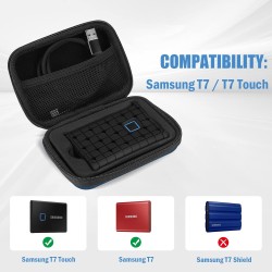 ProCase Étui + Pochette pour Samsung T7/ T7 Touch Portable SSD, Housse de Protection en EVA Rigide pour T7 250 Go, 500 Go, 1 to 