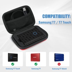 ProCase Étui + Pochette pour Samsung T7/ T7 Touch Portable SSD, Housse de Protection en EVA Rigide pour T7 250 Go, 500 Go, 1 to 