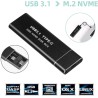 Abauoat Boîtier M.2 SSD NVME,USB Adaptateur Externe USB3.1 Gen2 USB-C Boîtier Disque Dur pour M.2 PCIe NVME M-Key 2230/2242/2260