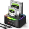 POSUGEAR Dock Disque Durs, USB3.0 Station d'accueil Disque Dur pour 2,5 et 3,5 Pouces SATA HDD/SSD Jusqu'à 40 to, Fonction clona