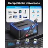 POSUGEAR Dock Disque Durs, USB3.0 Station d'accueil Disque Dur pour 2,5 et 3,5 Pouces SATA HDD/SSD Jusqu'à 40 to, Fonction clona