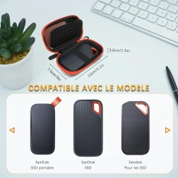 Étui Housse pour SanDisk Extreme/SanDisk Extreme Pro Portable SSD, Sacoche Rigide de Protection Antichoc Disque Dur Externe SSD