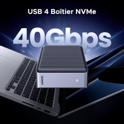 Uvert boîtier ssd m2 40gbps, boîtier usb 4 nvme compatible avec thunderbolt 4/3 adaptateur disque dur externe aluminium compatib