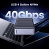 Uvert boîtier ssd m2 40gbps, boîtier usb 4 nvme compatible avec thunderbolt 4/3 adaptateur disque dur externe aluminium compatib