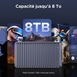 Uvert boîtier ssd m2 40gbps, boîtier usb 4 nvme compatible avec thunderbolt 4/3 adaptateur disque dur externe aluminium compatib