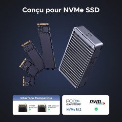 Uvert boîtier ssd m2 40gbps, boîtier usb 4 nvme compatible avec thunderbolt 4/3 adaptateur disque dur externe aluminium compatib