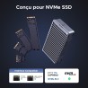 Uvert boîtier ssd m2 40gbps, boîtier usb 4 nvme compatible avec thunderbolt 4/3 adaptateur disque dur externe aluminium compatib