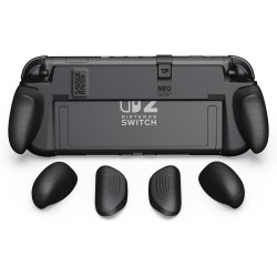 By skull & co. neogrip for nintendo switch 2: an ergonomic grip hard shell handheld case with replaceable grips [to fit all hand