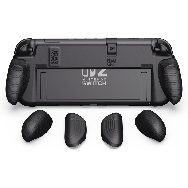 By skull & co. neogrip for nintendo switch 2: an ergonomic grip hard shell handheld case with replaceable grips [to fit all hand