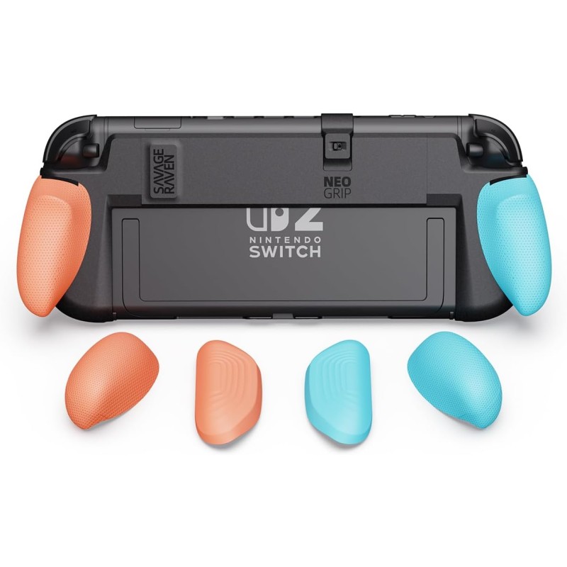 By skull & co. neogrip for nintendo switch 2: an ergonomic grip hard shell handheld case with replaceable grips [to fit all hand