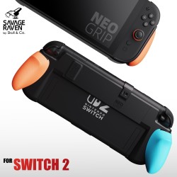 By skull & co. neogrip for nintendo switch 2: an ergonomic grip hard shell handheld case with replaceable grips [to fit all hand