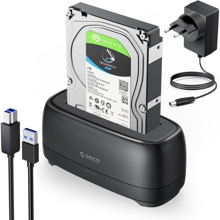 ORICO SATA SSD/HDD Dock pour Disque Dur, USB 3.0 Station d'accueil pour Dique Dur de 2,5 et 3,5 Pouces, Supporte UASP et Les dis