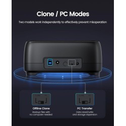 ORICO Docking Station pour 2 Disques Dur SATA SSD HDD de 2,5 ou 3,5 Pouces, USB 3.0 Station d'accueil Disque Dur, Fonction Clona