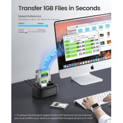ORICO Docking Station pour 2 Disques Dur SATA SSD HDD de 2,5 ou 3,5 Pouces, USB 3.0 Station d'accueil Disque Dur, Fonction Clona