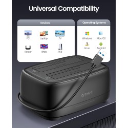 ORICO Docking Station pour 2 Disques Dur SATA SSD HDD de 2,5 ou 3,5 Pouces, USB 3.0 Station d'accueil Disque Dur, Fonction Clona