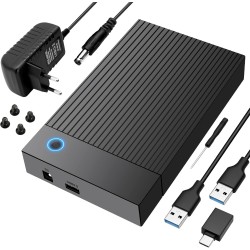 Boitier Disque Dur 3.5, 6Gbps Station d'accueil pour Disque Dur USB 3.0 SATA HDD pour DisqueDur SATA 2,5"/3,5" SATAHDD/SSD, Adap