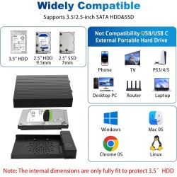 Boitier Disque Dur 3.5, 6Gbps Station d'accueil pour Disque Dur USB 3.0 SATA HDD, DisqueDur SATA 2,5"/3,5" SATAHDD/SSD, et Souti