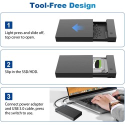Boitier Disque Dur 3.5, 6Gbps Station d'accueil pour Disque Dur USB 3.0 SATA HDD, DisqueDur SATA 2,5"/3,5" SATAHDD/SSD, et Souti