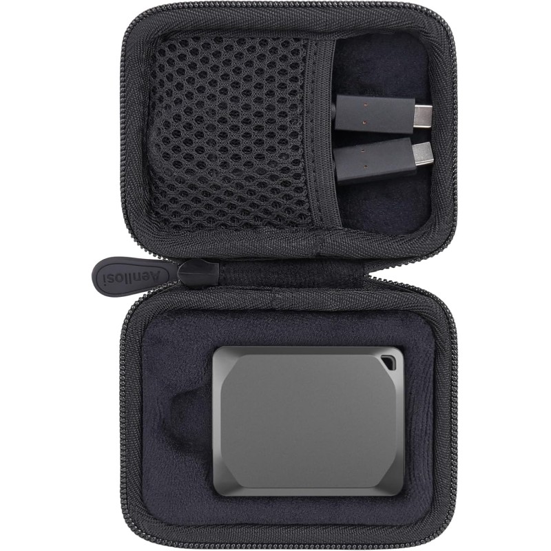 Aenllosi Rigide Housse Étui pour Crucial X9/X9 Pro/X10 Pro 1TB/2TB/4TB SSD Portable, Étui de Protection pour Clé USB, Gestionnai