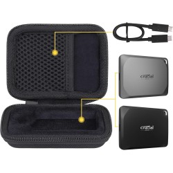 Aenllosi Rigide Housse Étui pour Crucial X9/X9 Pro/X10 Pro 1TB/2TB/4TB SSD Portable, Étui de Protection pour Clé USB, Gestionnai