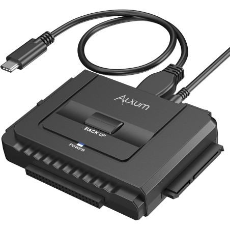 Alxum Adaptateur USB 3.0 vers IDE/SATA Disque Dur, Adaptateur Disque Dur IDE pour 2.5/ 3.5 Pouces SATA HDD/SSD avec Alimentation