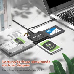 Alxum Adaptateur USB 3.0 vers IDE/SATA Disque Dur, Adaptateur Disque Dur IDE pour 2.5/ 3.5 Pouces SATA HDD/SSD avec Alimentation