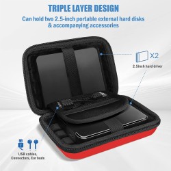 ProCase Étui Disque Dur Externe 2,5", Housse de Protection pour WD, Toshiba, Canvio, Seagate, Samsung SSD HDD, Pochette Portable